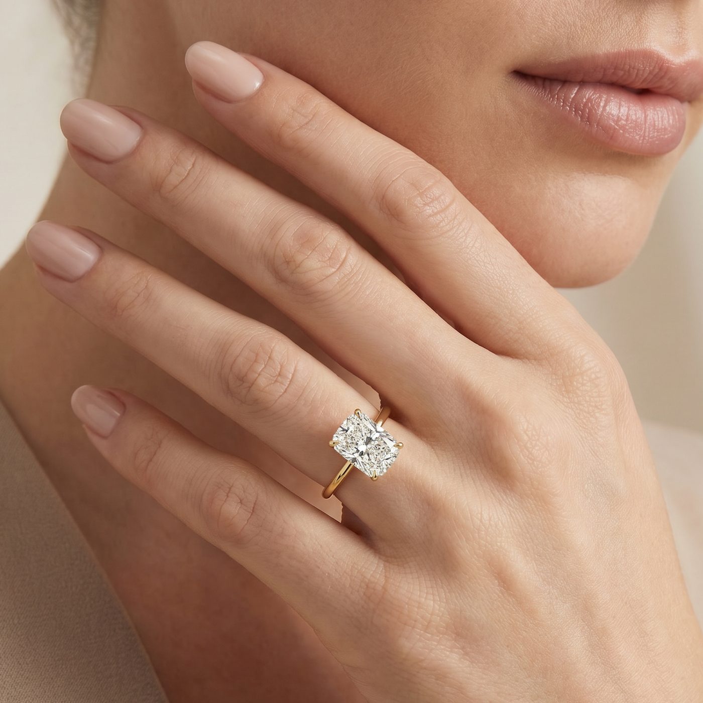 Elongated Cushion Lab Grown Diamond Solitaire Engagement Ring 68640