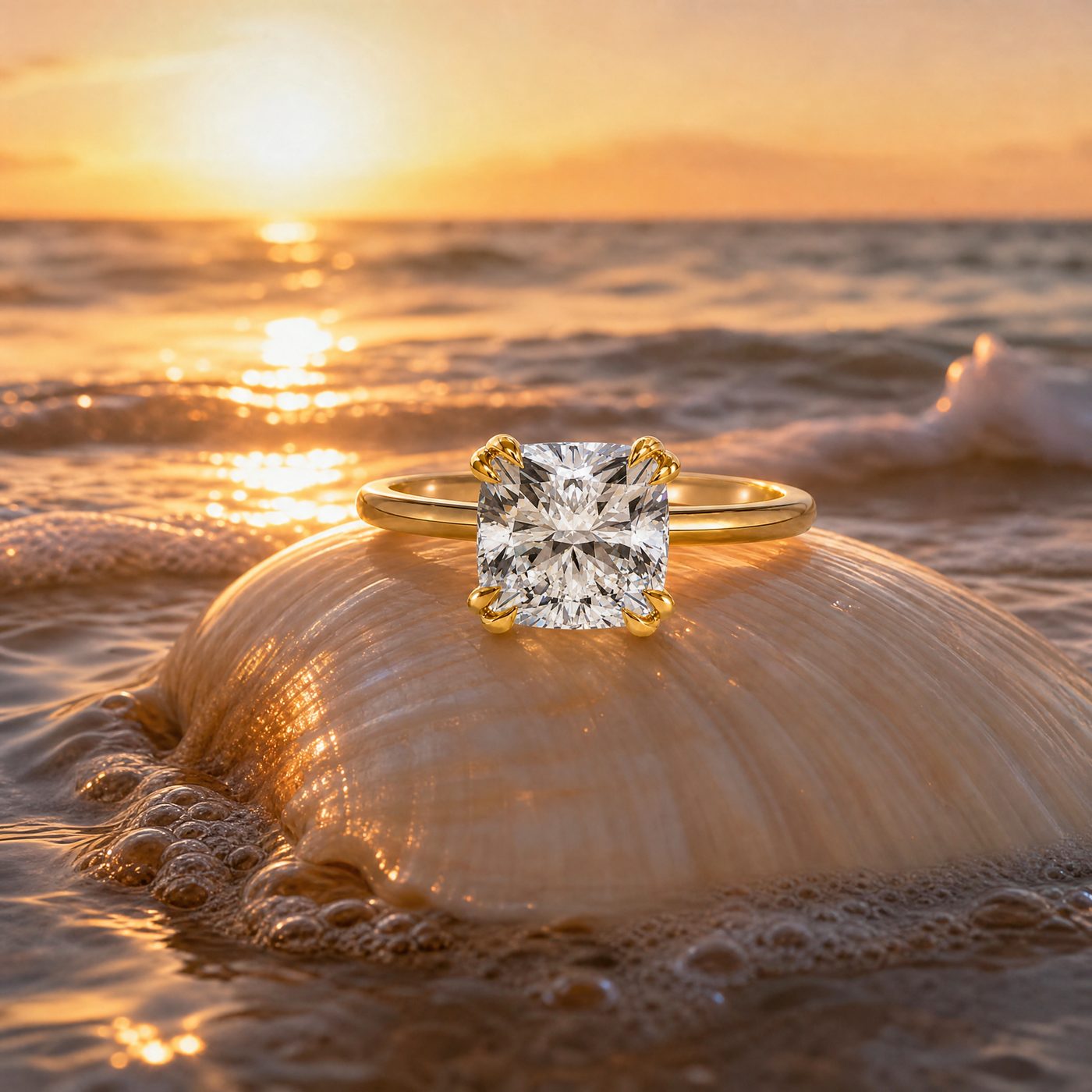 Tulip Cushion Solitaire Engagement Ring 68364