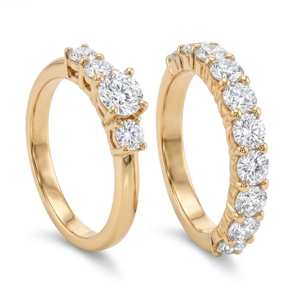 Yellow Gold Round Solitaire Ring Set 2969