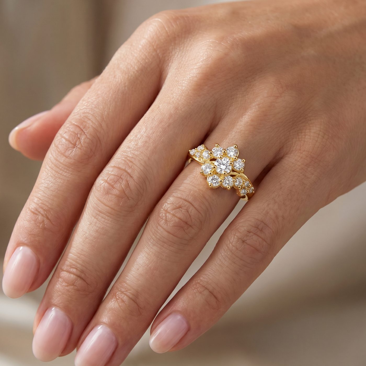 YG Flower Bouquet Ring 16092
