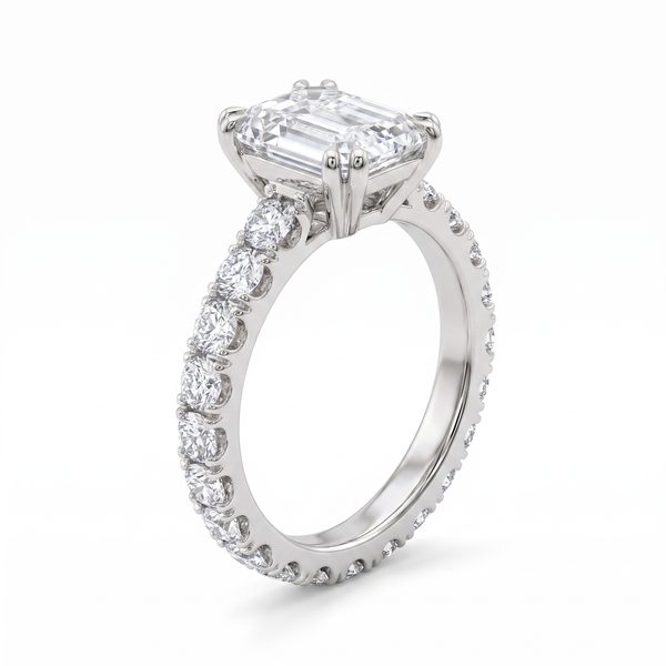 Emerald Diamond Engagement Ring (Lab) 68231