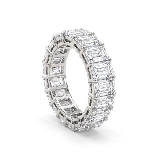 Emerald Diamond Eternity Engagement Ring 69650