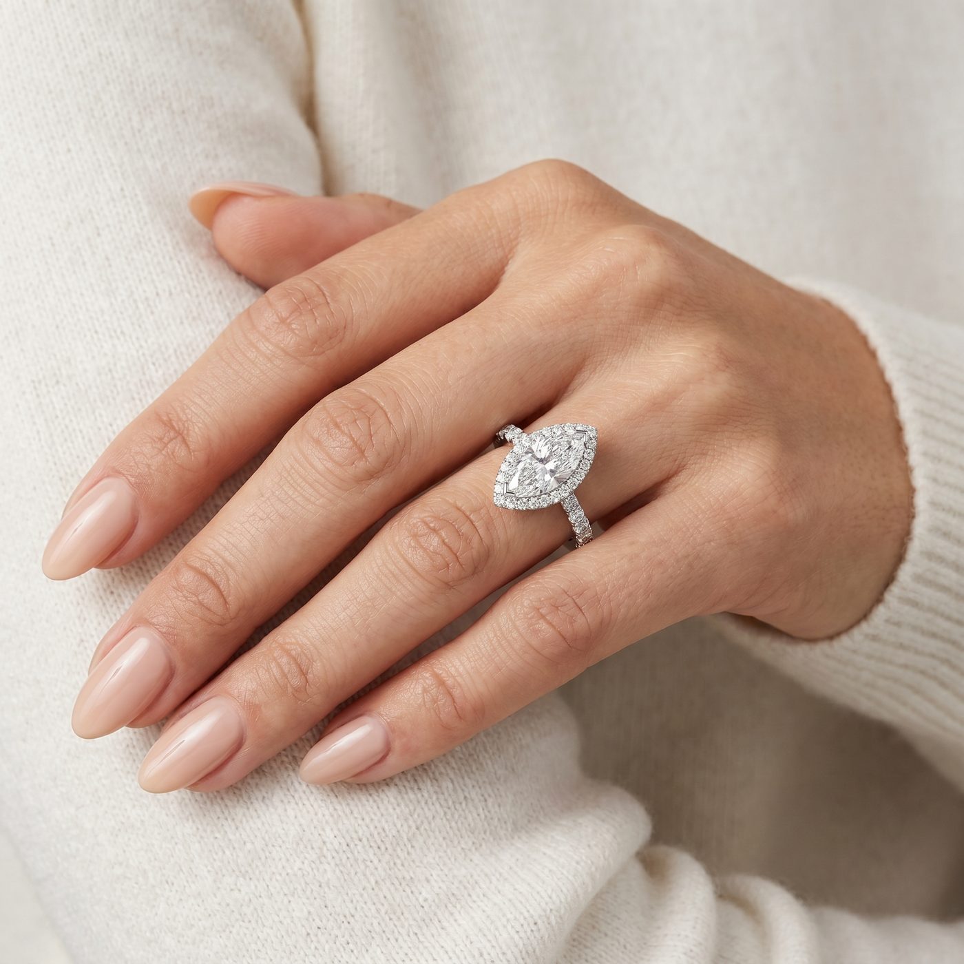 Marquise Halo Diamond Engagement Ring 43566