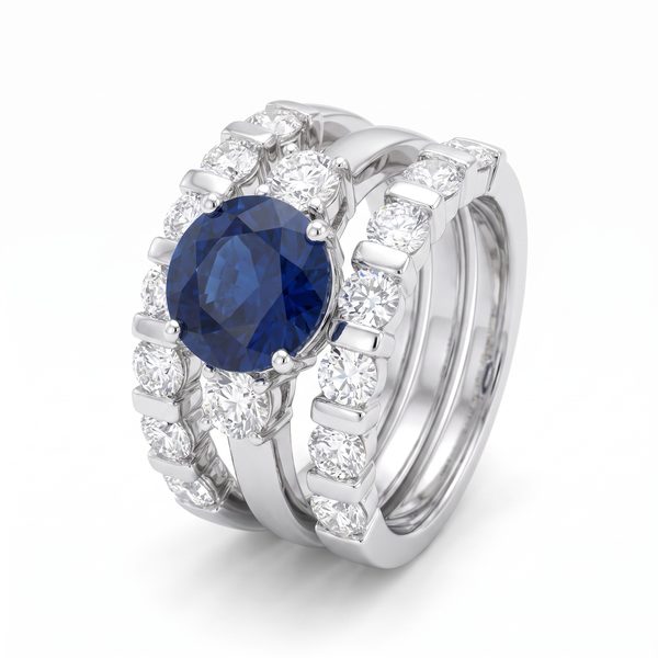 Three Piece Sapphire Engagement Ring 44160