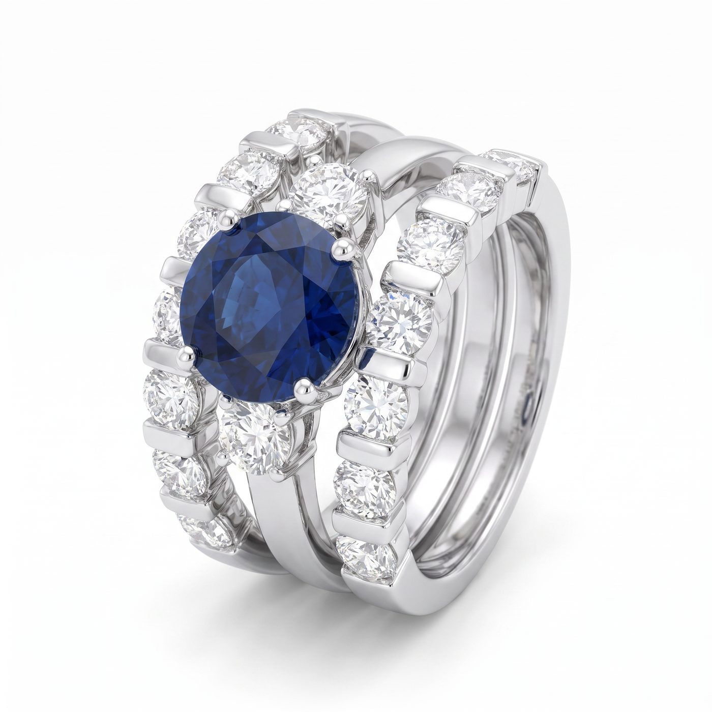 Three Piece Sapphire Engagement Ring 44160