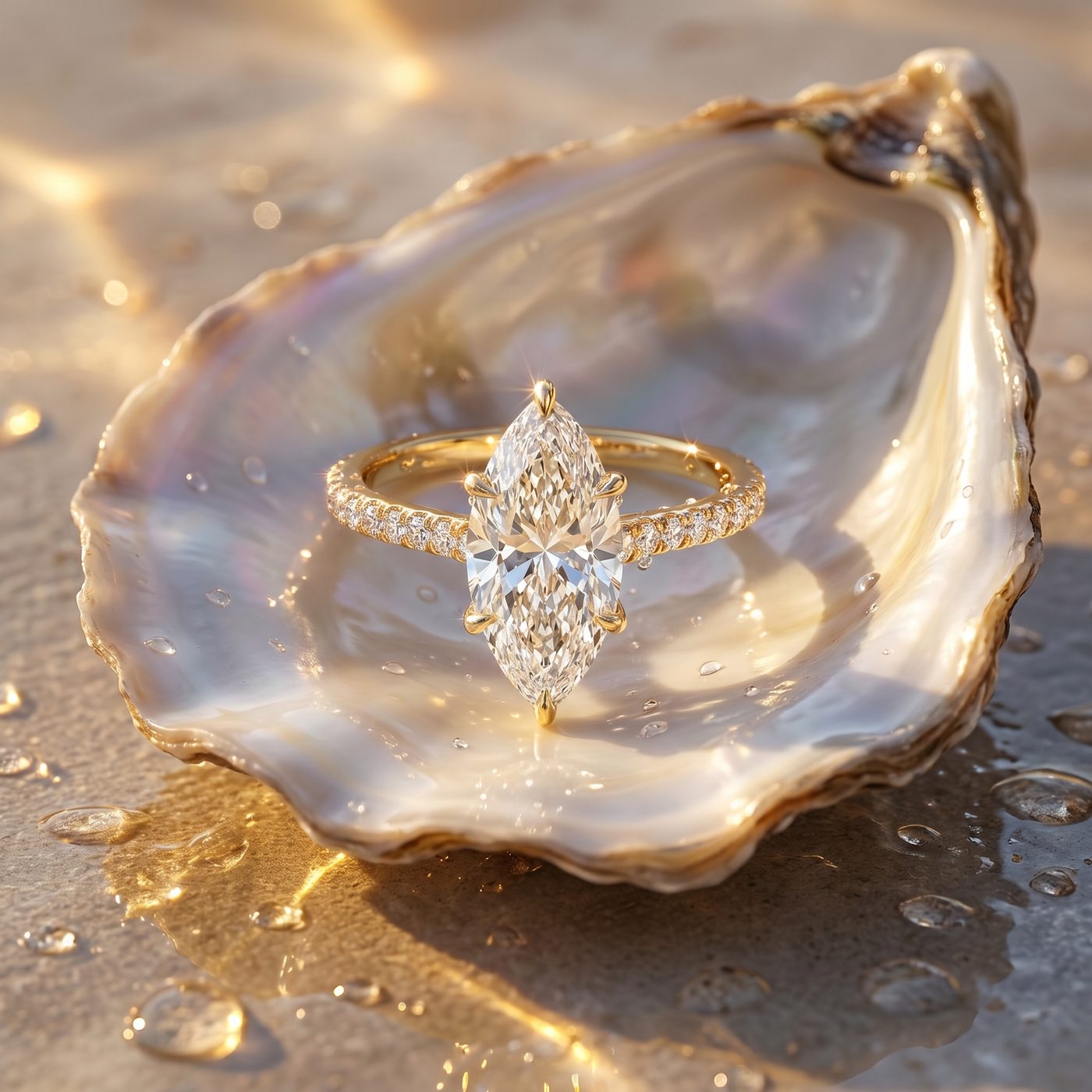 Marquise Cathedral Pavé Engagement Ring 69649
