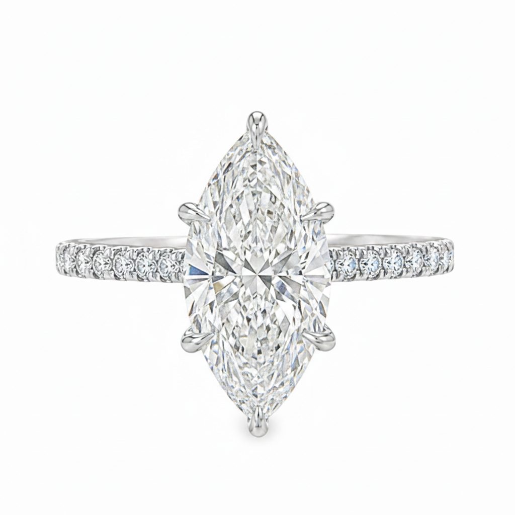 Marquise Cathedral Pavé Engagement Ring 69649