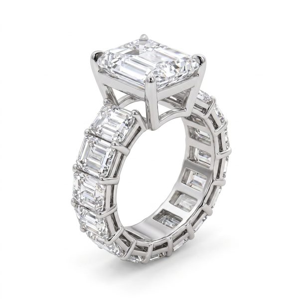 Emerald Cut Eternity Diamond Engagement Ring Lab 69140