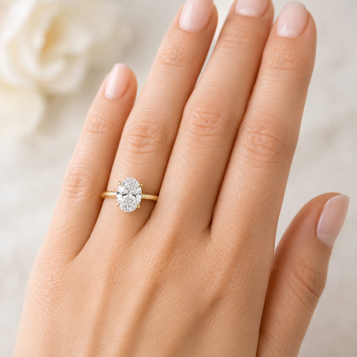 3 Ct Oval Engagement Ring with Hidden Halo 70113