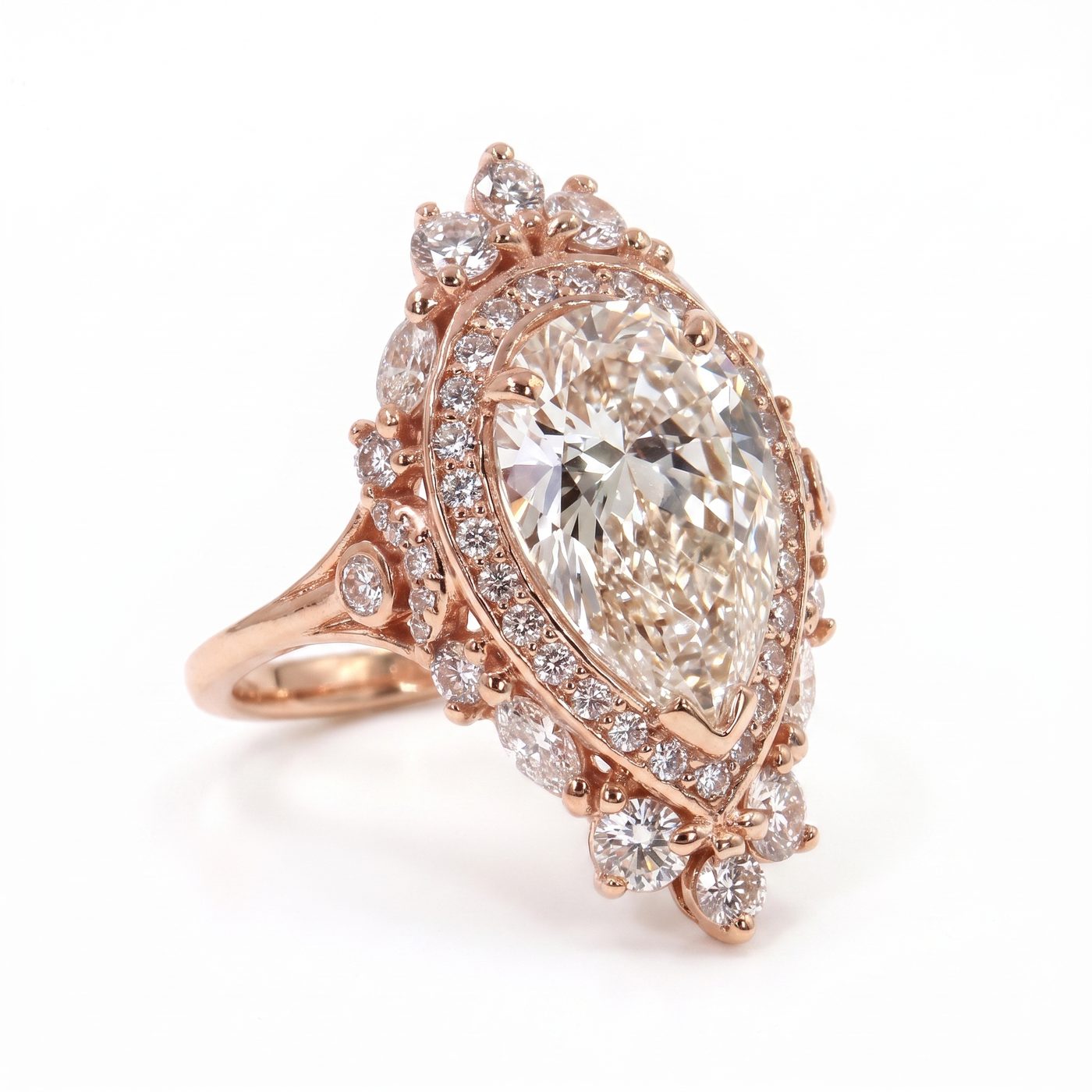 Pear Shape Diamond Engagement Ring (Lab) 68365