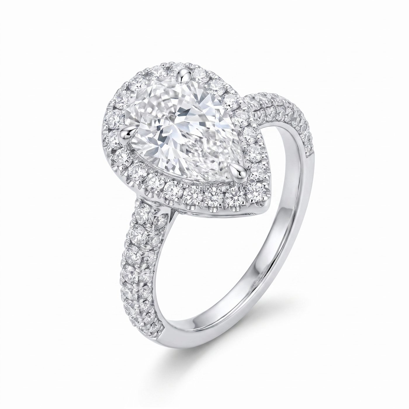 Pear Shape Halo Diamond Engagement Ring 68835
