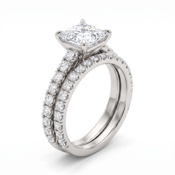 Princess Cut Diamond Engagement Ring Set 68836