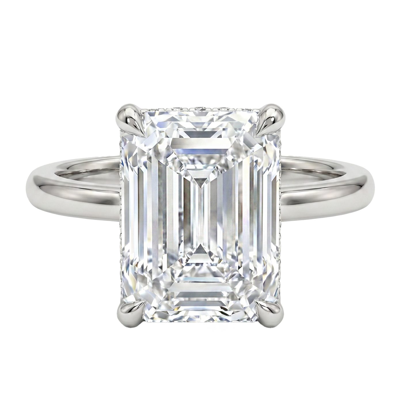 Solitaire Emerald Diamond Engagement Ring 70115