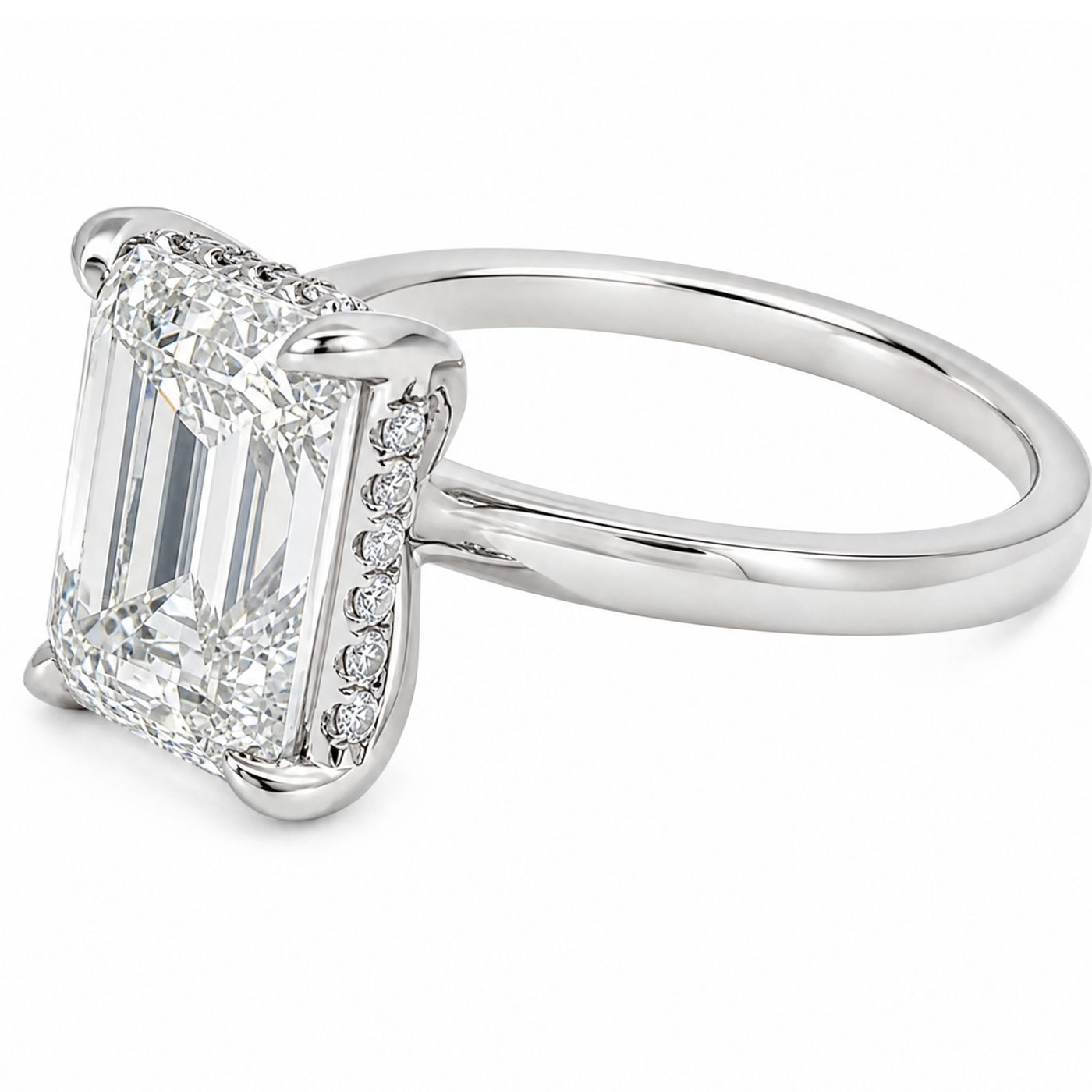 Solitaire Emerald Diamond Engagement Ring 70115