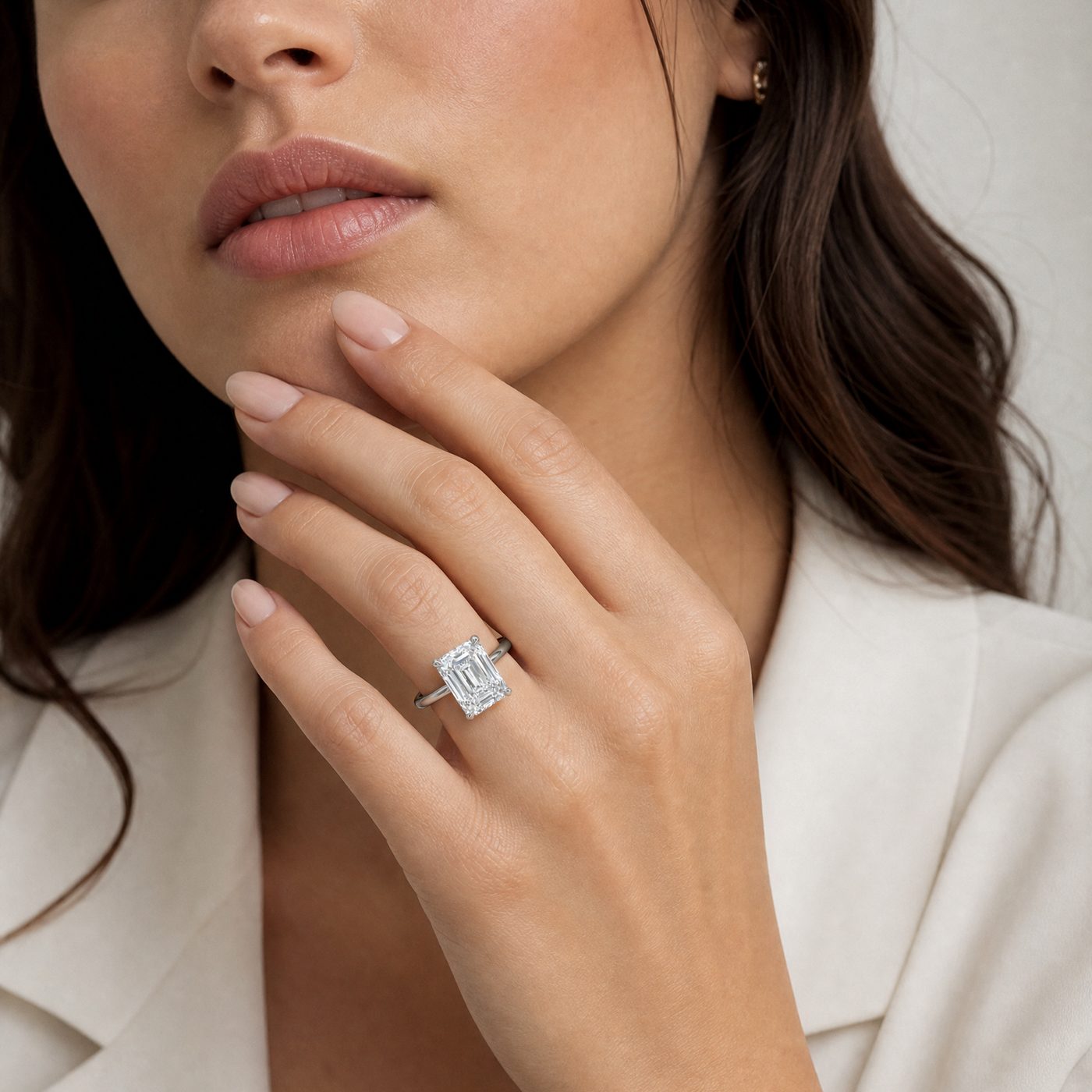 Solitaire Emerald Diamond Engagement Ring 70115