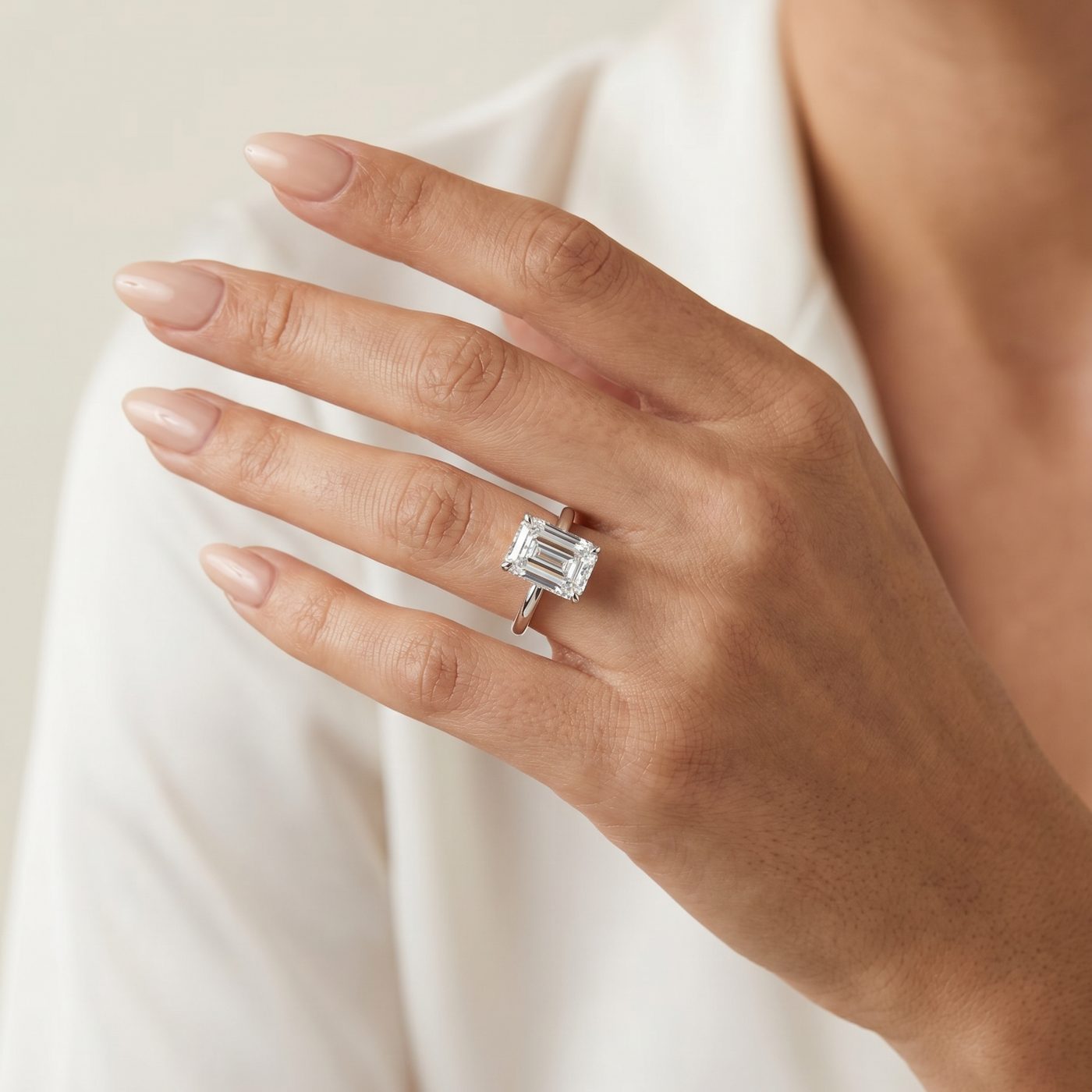 Solitaire Emerald Diamond Engagement Ring 70115