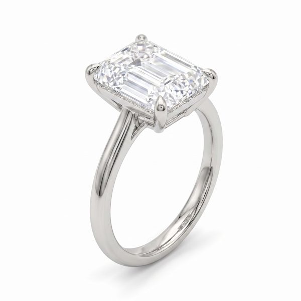 Solitaire Emerald Diamond Engagement Ring 70115