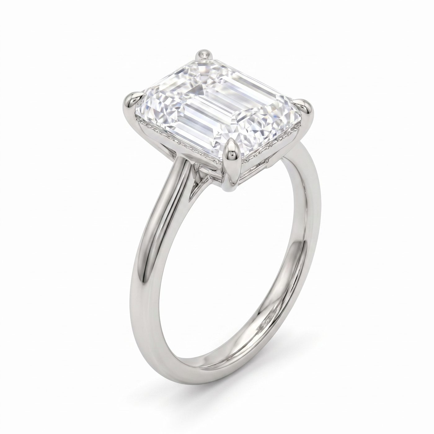 Solitaire Emerald Diamond Engagement Ring 70115