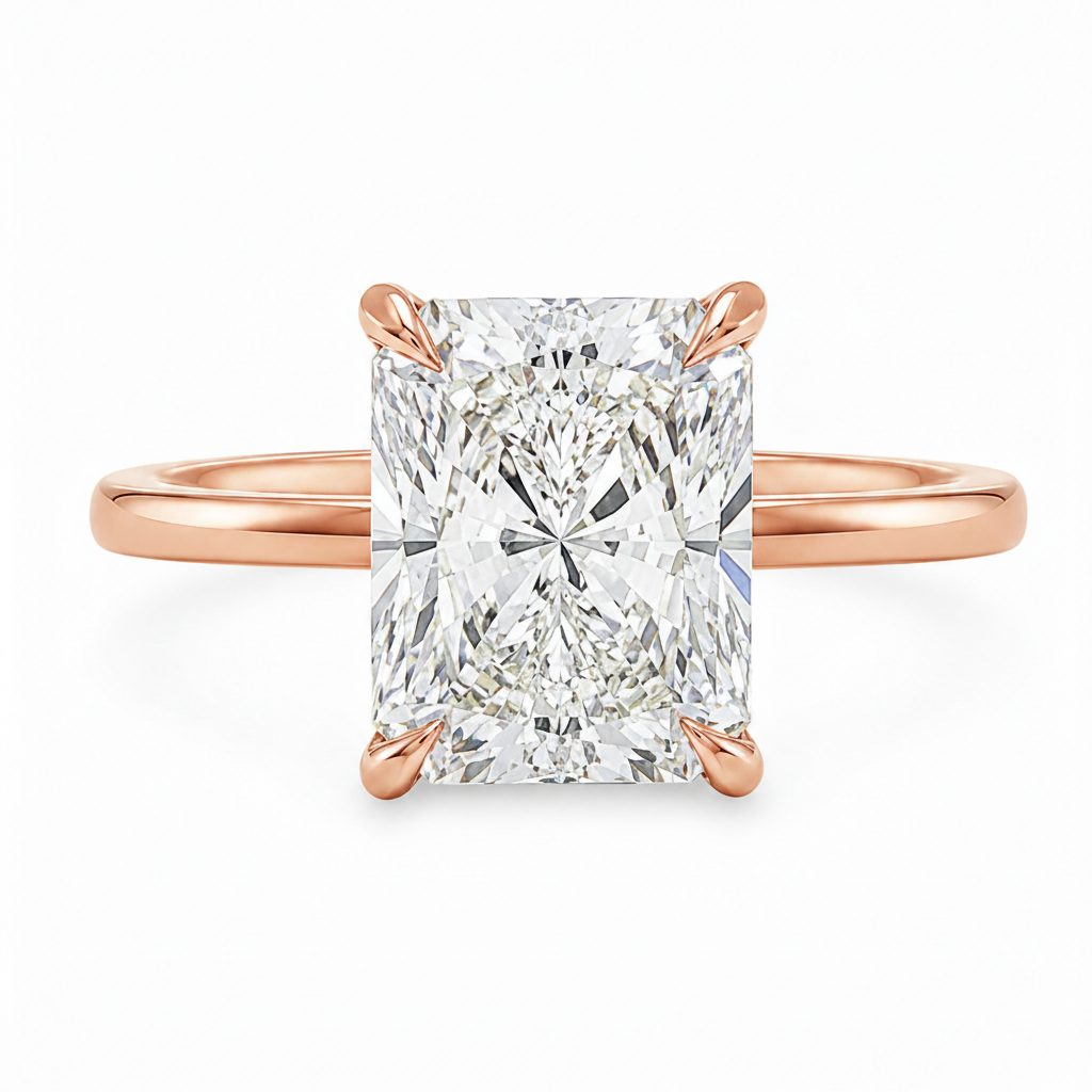 Radiant Cut Engagement Ring with Hidden Halo 70117