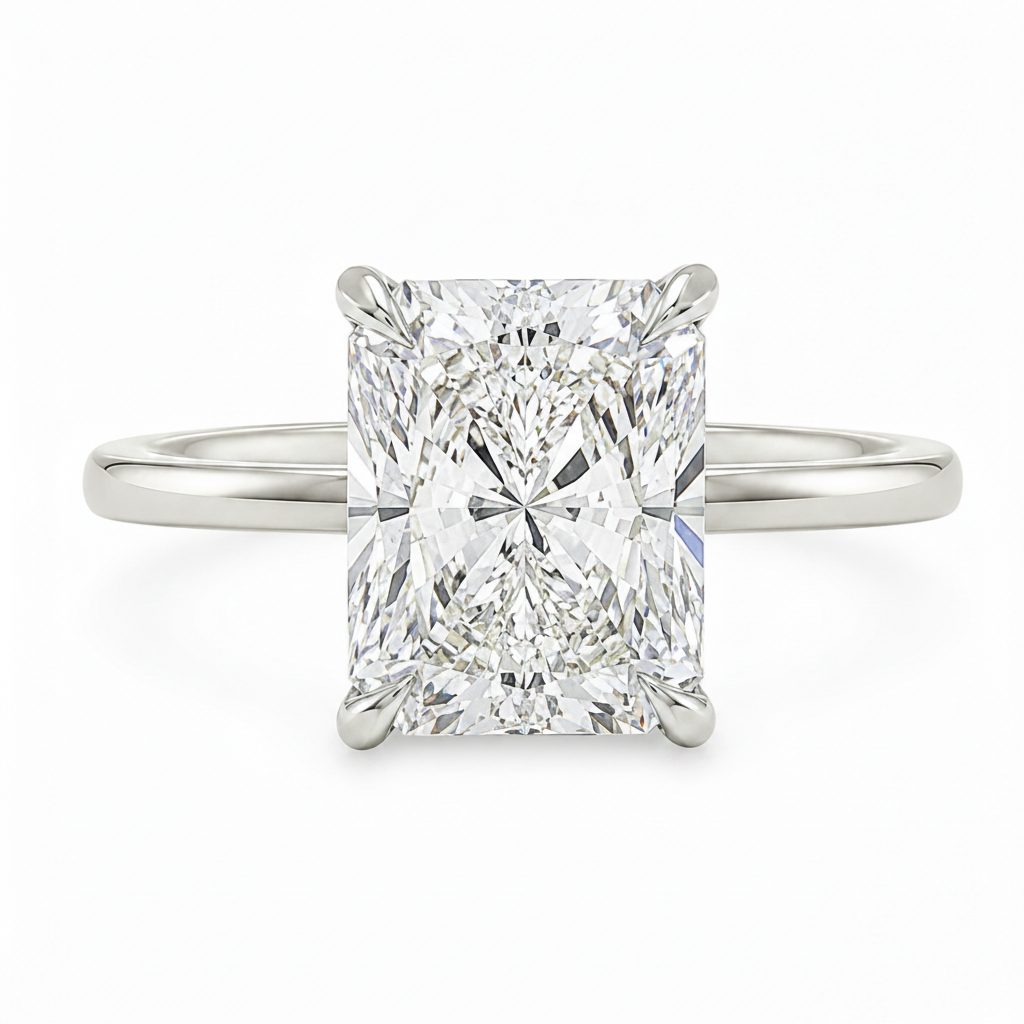 Radiant Cut Engagement Ring with Hidden Halo 70117