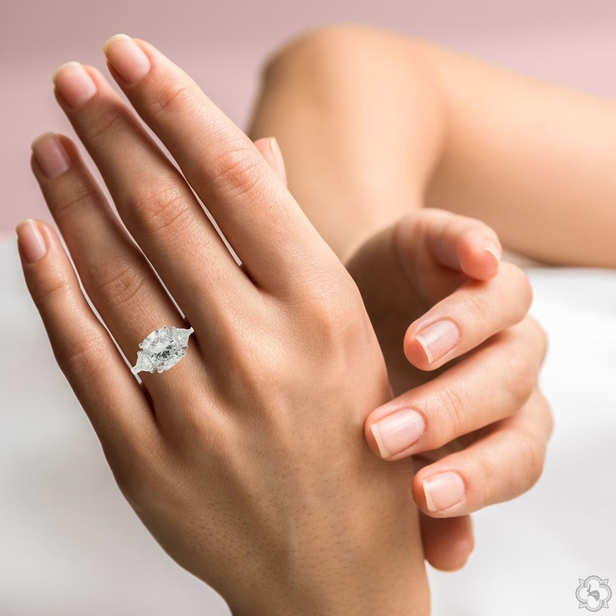 Trilogy Cushion Glow Engagement Ring 70688