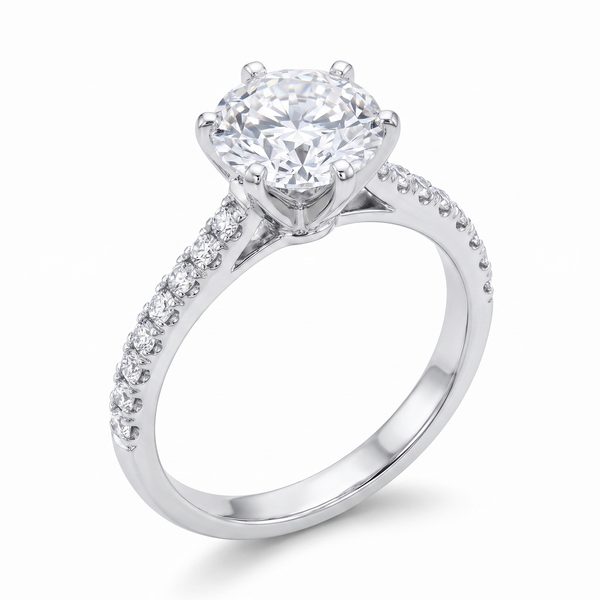Pave Diamond Engagement Solitaire Ring 44597