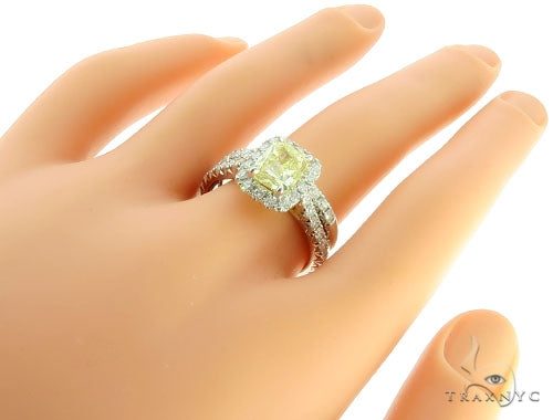 Cushion Cut Halo Diamond Engagement Ring Set 45619