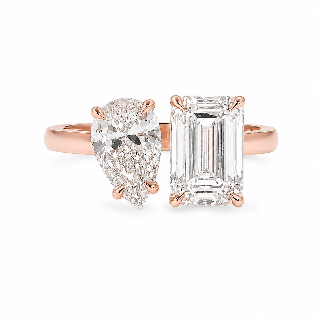 Emerald & Pear Toi et Moi Diamond Ring 71546