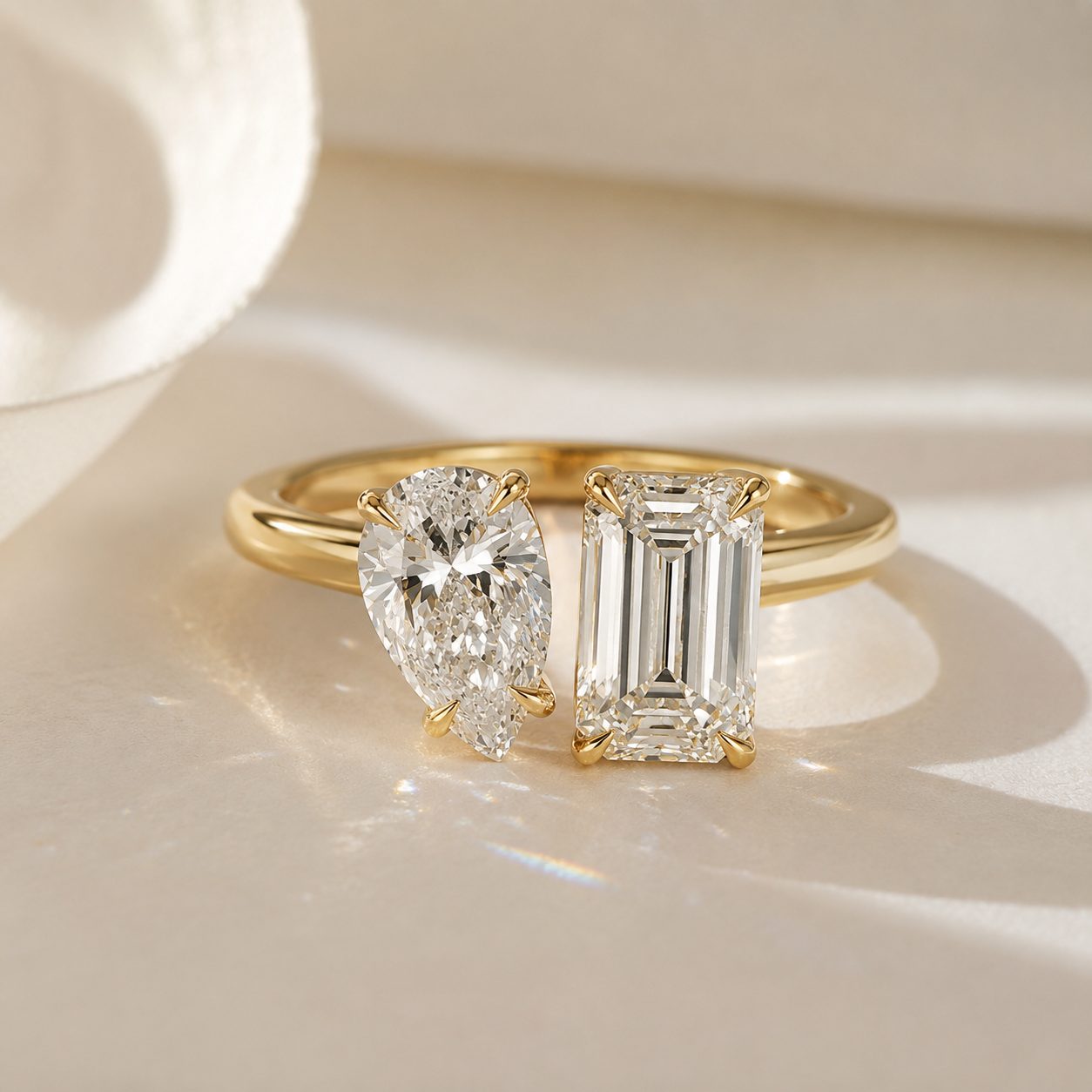 Emerald & Pear Toi et Moi Diamond Ring 71546