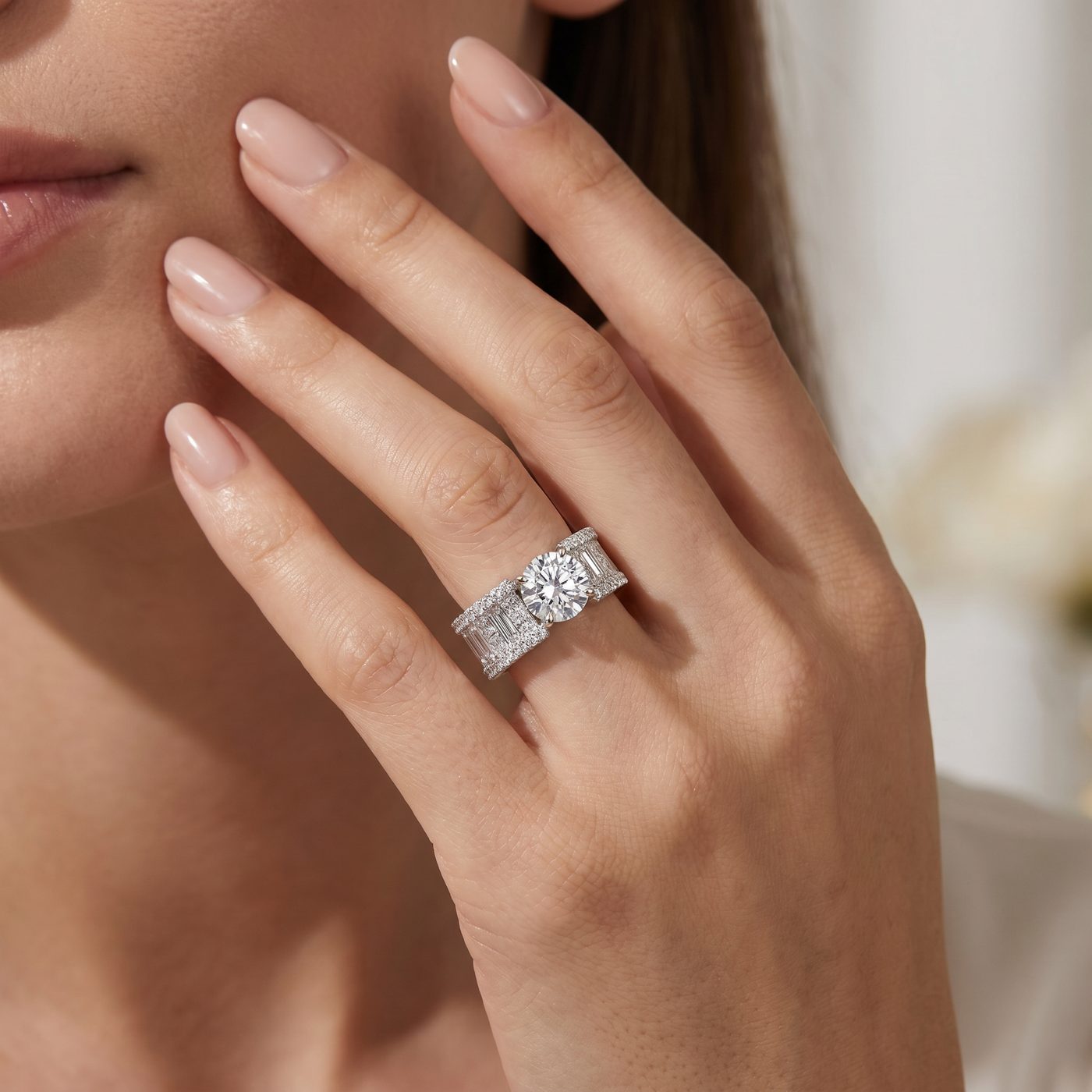 Princess & Baguette Engagement Ring 71503