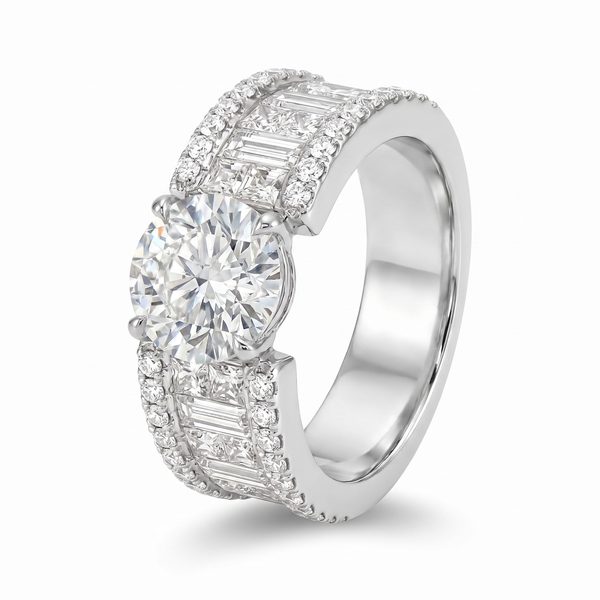 Princess & Baguette Engagement Ring 71503