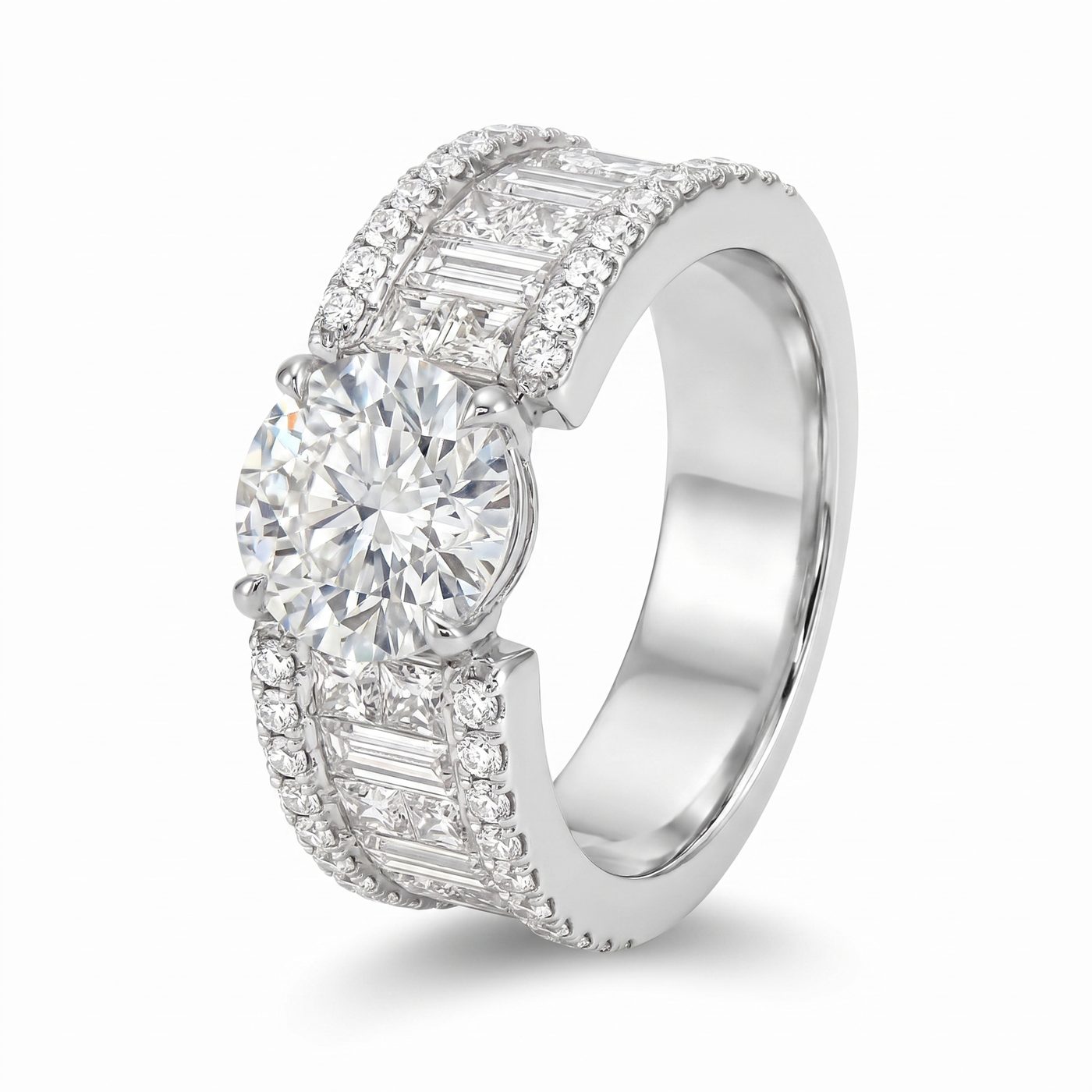 Princess & Baguette Engagement Ring 71503