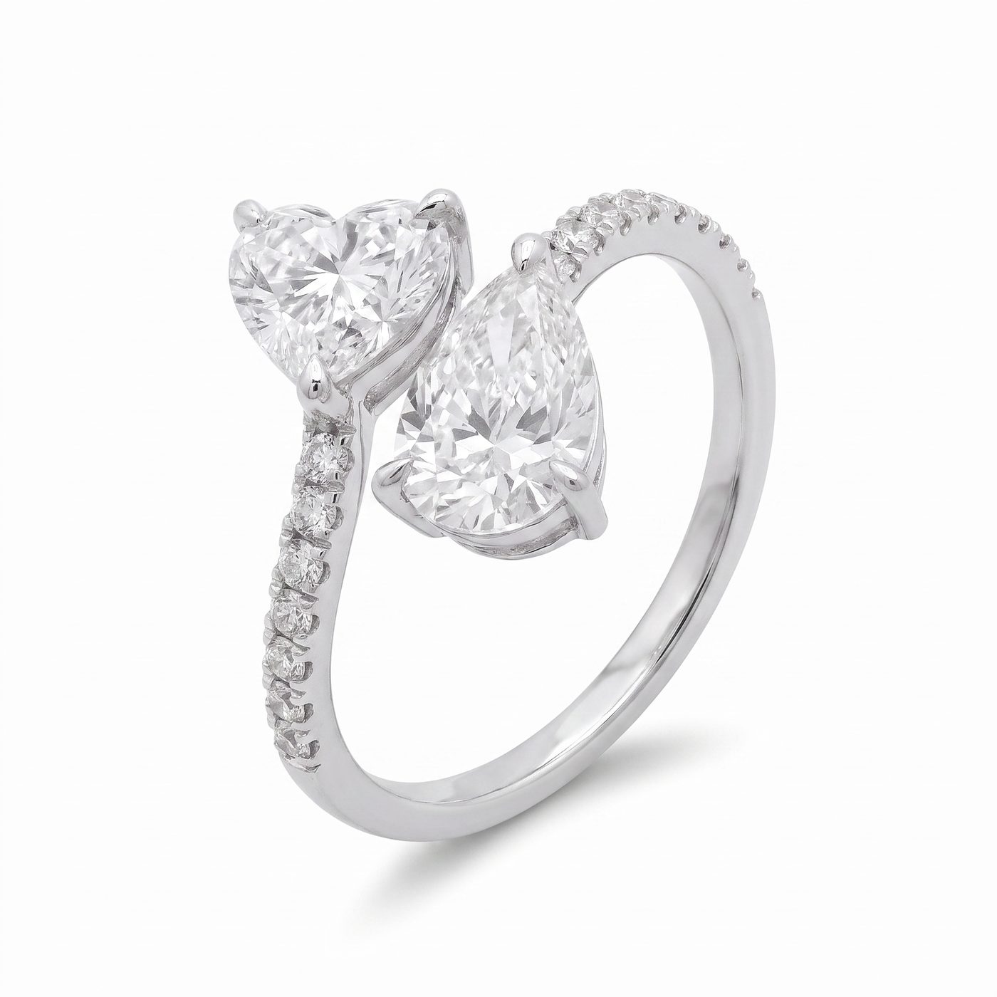 Toi et Moi Heart and Pear Cut Ring 70972